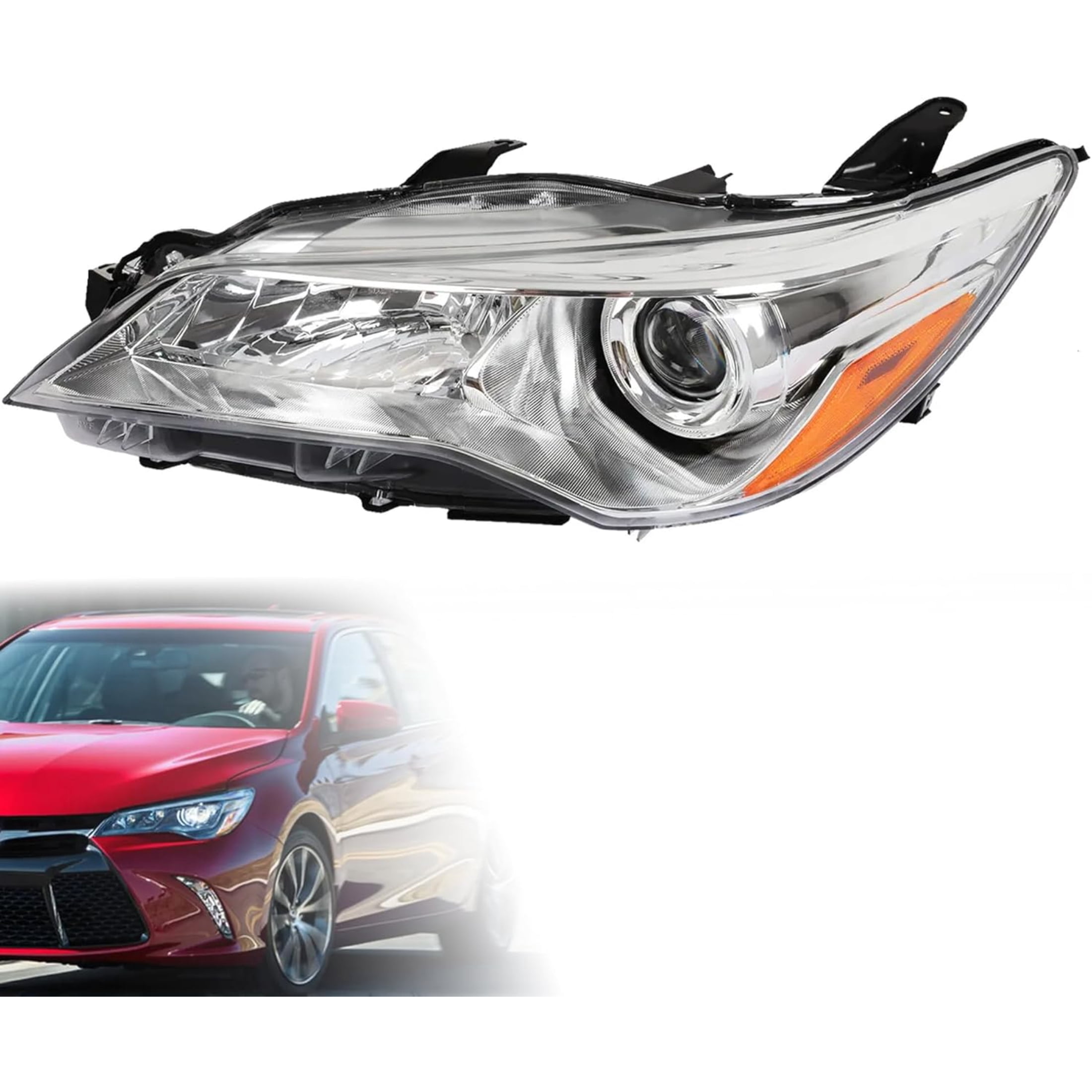 HOUGEET Headlight Fit for Toyota Camry 2015-2017 Left Side Headlamps Assembly Head Light Chrome