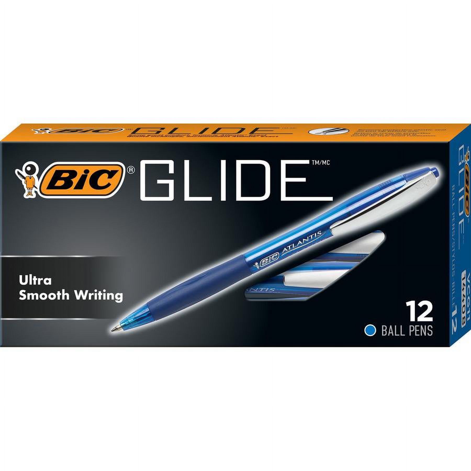 BIC Glide Retractable Ball Pen, Medium Point (1.0 mm), Blue, 12-Count - image 4 of 6