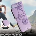 thumbnail image 5 of Flip Case for Samsung Galaxy S25 FE, Card Holder and Kickstand, Shockproof and Scratch Resistant, Purple, 5 of 15