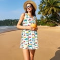 thumbnail image 3 of Gaeub Cute Transport Print Women's Sleeveless Dresses,Beach Casual Tank Loose Sundress,A Line Beach Dresses with Pockets,Womens Summer Maxi Dress, 3 of 7