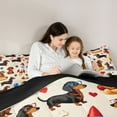 thumbnail image 4 of Manfei Kawaii Brown Dachshund Bedding Comforter Set 7 Pieces for Kids, Summer Beach Party Full Bedding Set, Cartoon Rocket Reversible Fitted Sheet Flat Sheet, Luxury Bedroom Decor, 4 of 7