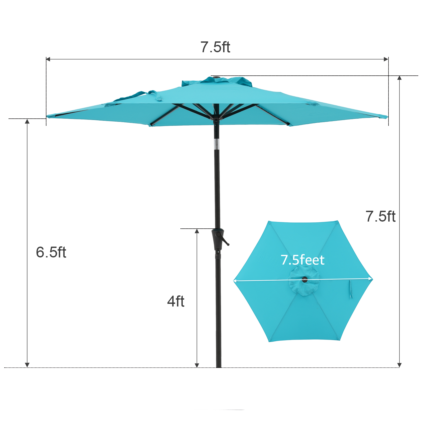 COBANA 7.5ft Patio Umbrella with Base Included, Outdoor Market Table Umbrella with Stand Weights, Blue