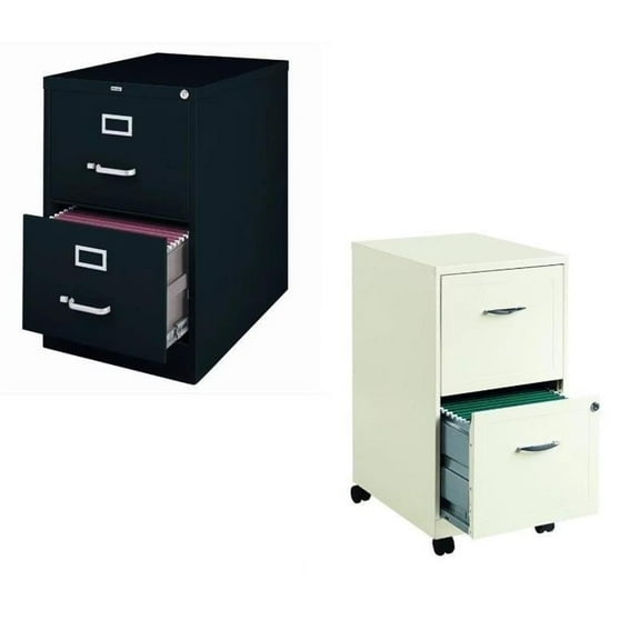 Value Pack (Set of 2) 2 Drawer File Cabinet in Black and White