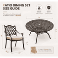 thumbnail image 6 of 5 Piece Cast Aluminum Outdoor Dining Set Patio Dining Set for 4 Includes 54” Round Table 4 Lattice Classic Chairs with Cushions and Umbrella Hole, 6 of 10