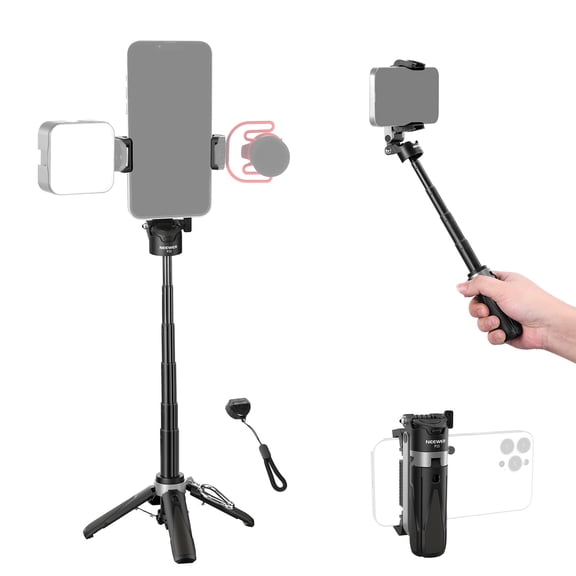 Neewer P15 Selfie Stick, Detachable Bluetooth Remote Shutter, Foldable Travel Tripod, for Vlogs/Live Streaming