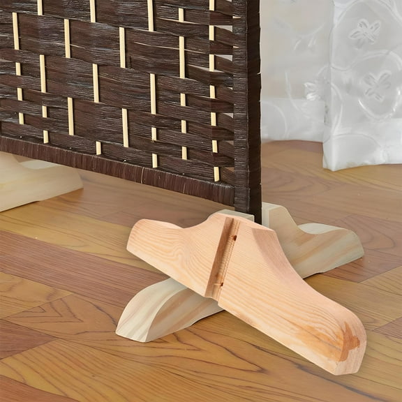 Pretyzoom 2Set Wooden Room Divider Stand Privacy Feet Beige for Pet Gates
