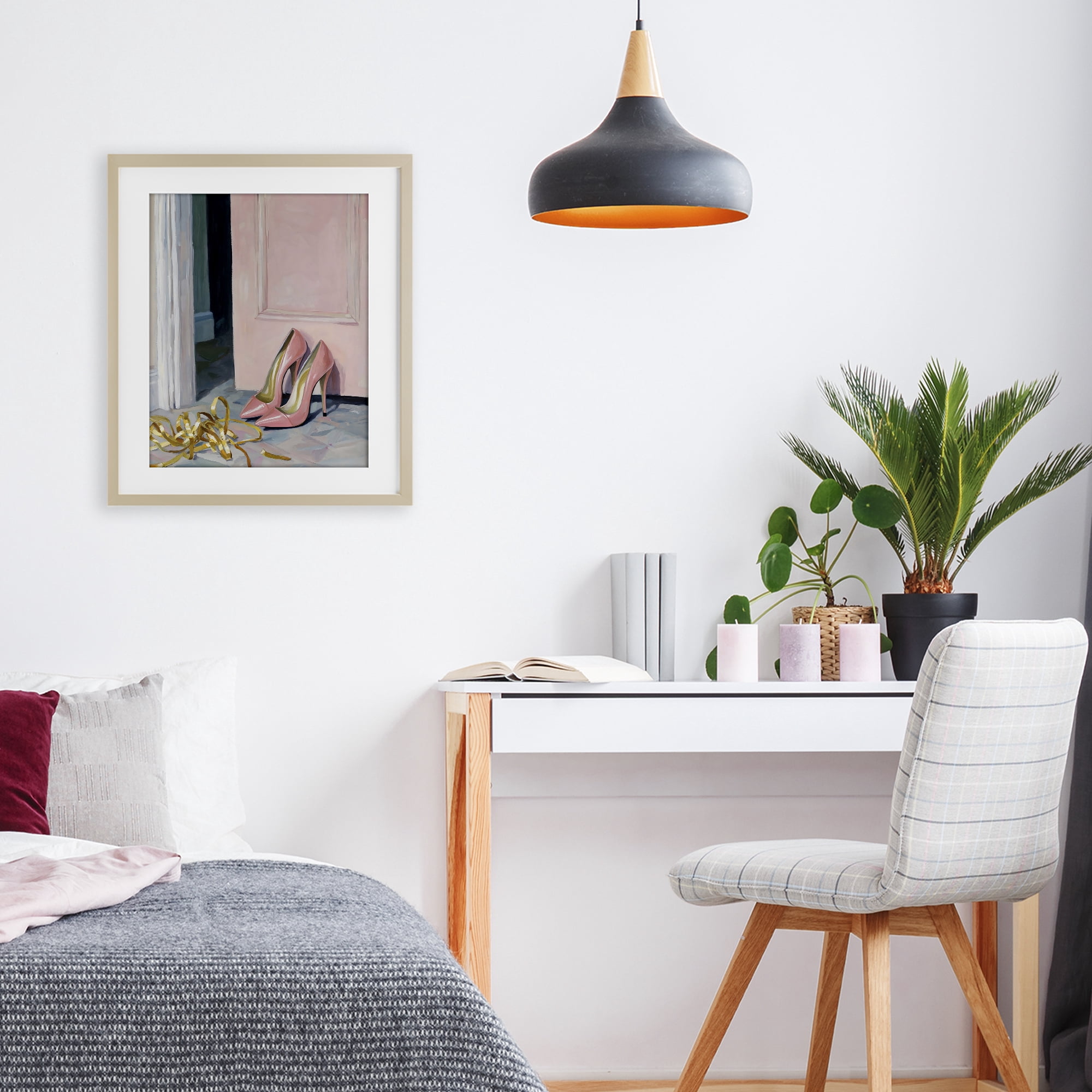Stupell Industries Pink High Heels & Tinsel Birch Framed Print Under Glass, design by The Prints Vibe