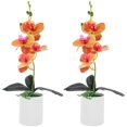 thumbnail image 1 of 2pcs Artificial Potted Flower Orchid Tabletop Artificial Potted Moth Orchids Decor, 1 of 3