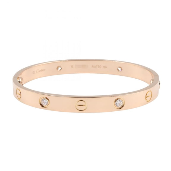 Pre-Owned Cartier Love Bracelet 4PD in 18K Pink Gold with Diamonds, Women's, and... (Fair)