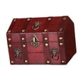 thumbnail image 1 of GUOOL Pirate Treasure Chest Solid Wood Handmade Photo Props Decorative Storage Box Red, 1 of 9