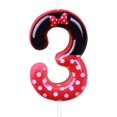 thumbnail image 1 of Bougies d'Anniversaire Souris Rouges (Rouge à Pois Blancs, Numéro 3), 1 of 7