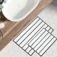 thumbnail image 6 of Stripe Chenille Bathroom Rugs Set 2 Piece 17"x24"+20"x32", Water Absorbent Soft Bath Mat for Bathroom, Non Slip Bath Rug Washable Quick Dry Shower Mats, White and Black, 6 of 6