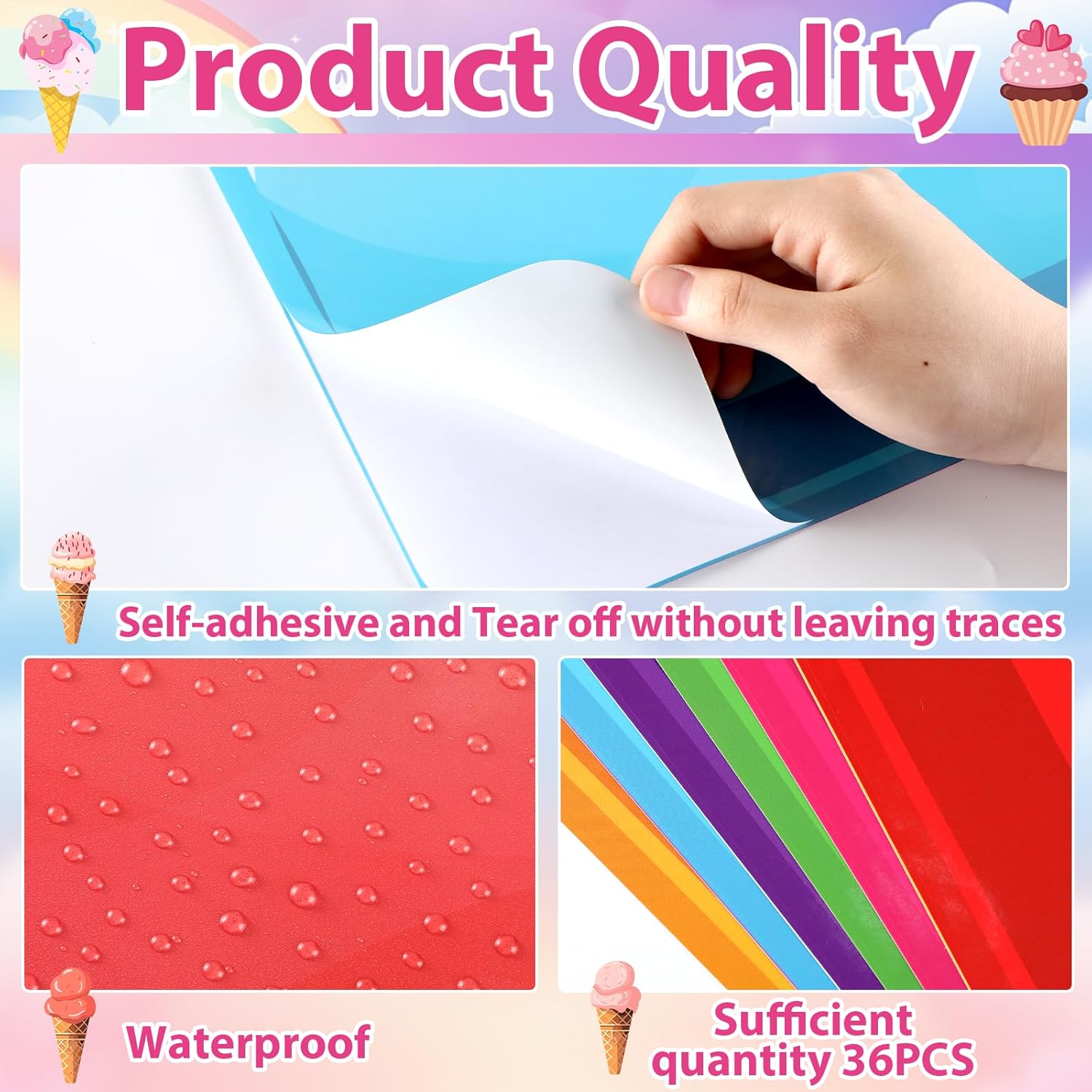 Colorful PVC Floor Stickers Donuts Line up Stickers for Classroom Hallway Runner Rug Party Decor Donut Theme Decorations