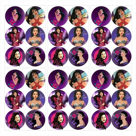 Selena Stickers Party Favors Labels Birthday Thank You Themed Round Circle Baby Shower 60pcs