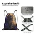 thumbnail image 4 of Fotbe Purple Flower Lazy Cat Bolsa Mochila con Cordón Estampada, Bolsa de Gimnasio Deportiva, Bolsa Cinch, Bolsa con Cordón para Hombres y Mujeres-Small, 4 of 6