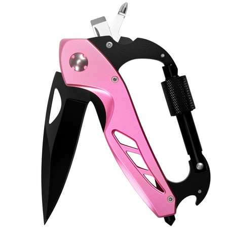 AEVXKHI 2PCS Stainless Steel Multitool Pocket Knife Utility Pocket Knife Practical with Glass Breaker Bottle Opener Screwdriver EDC Hook for Camping Hiking