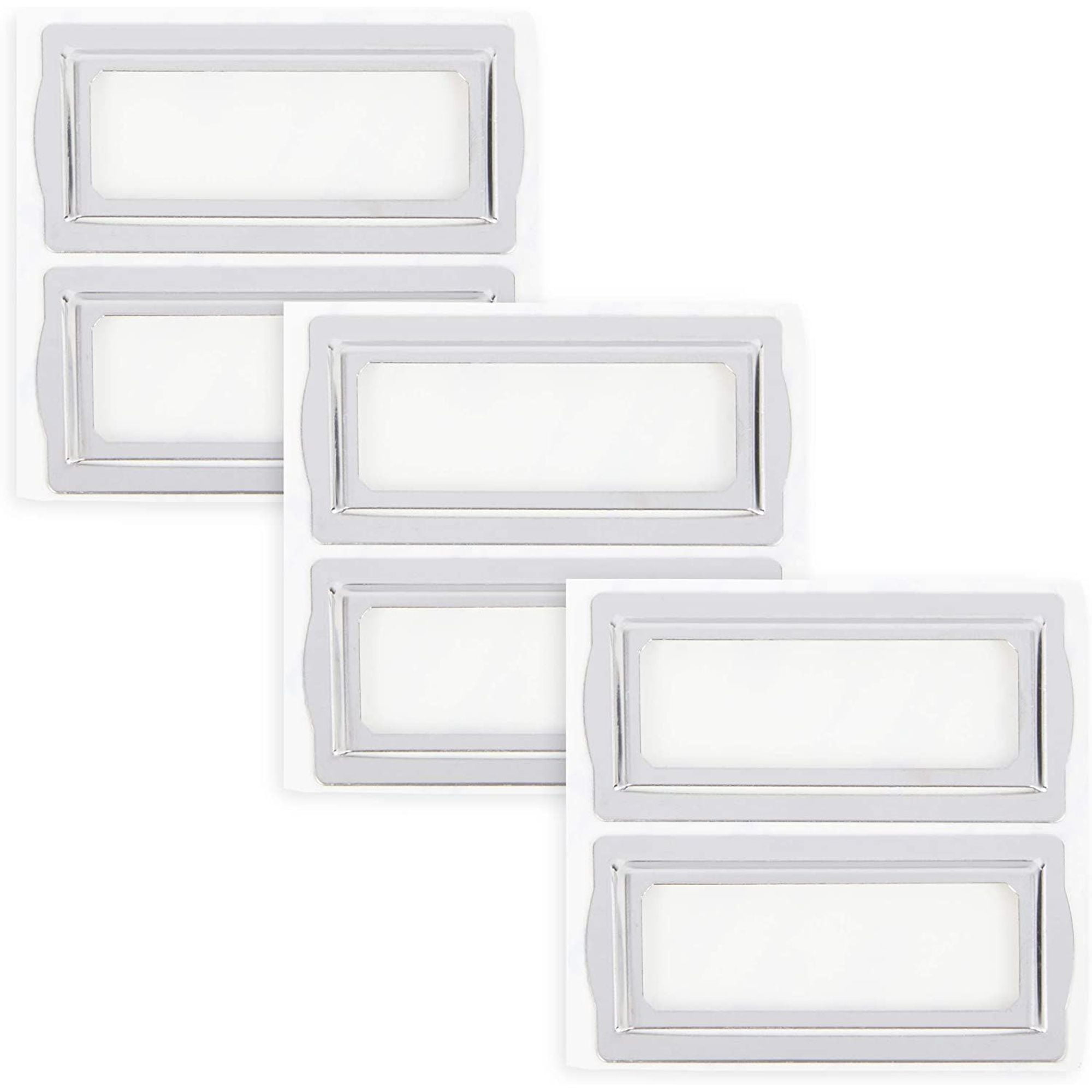 6 Pack Metal Label Holder Frames Bookplates Self Adhesive Tag Label, 3.