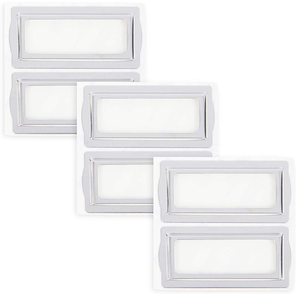 6 Pack Metal Label Holder Frames Bookplates Self Adhesive Tag Label, 3.