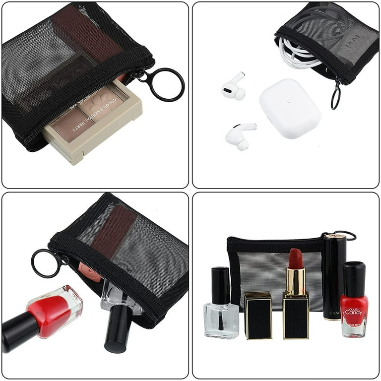 3 Pcs Portable Mesh Storage Bag, Small Zipper Pouch Pouch Mesh