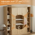 thumbnail image 6 of WIILAYOK Queen Size Murphy Bed Cabinet in Natural with 5-Tier Storage Shelves, Foldable Platform Bed Wall Cabinet Bedframe for Small Space, Bedroom, Guest Room, 6 of 9