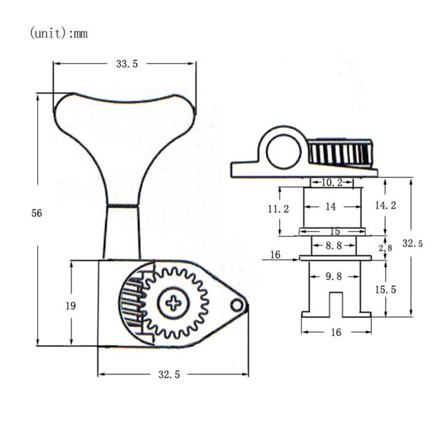 Clavijas De Afinación De Bajo Piezas Para Guitarra, Clavijas De Afinación De Cabezales De 10R10L, Aleación De Zinc De Resistencia Hugo Clavija de afinación cerrada de graves