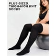 thumbnail image 3 of Deago Plus Size Thigh High Socks for Thick Thighs Women Knit Cotton Extra Long Over the Knee Stockings Leg Warmer (White), 3 of 8