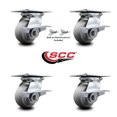 thumbnail image 2 of 4 Inch Thermoplastic Caster Set with Roller Bearing 4 Brake and 2 Swivel Lock, 2 of 2
