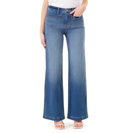 Jordache Women's Patch Pocket Wide Leg Jean