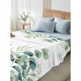 thumbnail image 4 of Twin Size Flat Sheet Only, Sage Green Eucalyptus Soft Brushed Microfiber Bed Sheets, Farmhouse Botanical Leaves Hotel Quality Breathable Bedding Top Sheet, Easy Care, 66"x96", 4 of 9