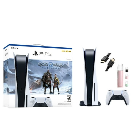 Sony Playstation 5 PS5 Disc Version Gaming Console God of War Ragnarok Bundle - Ultra-high speed SSD, 4K Blu-ray player, WiFi 6, BT 5.1, Integrated I/O, 4K and HDR, Tempest 3D AudioTech, HDMI cable