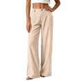 thumbnail image 2 of QGJZVUNL Button High Waist Trousers for Womens Striped Wide Leg Pants with Pockets Size XL, 2 of 6