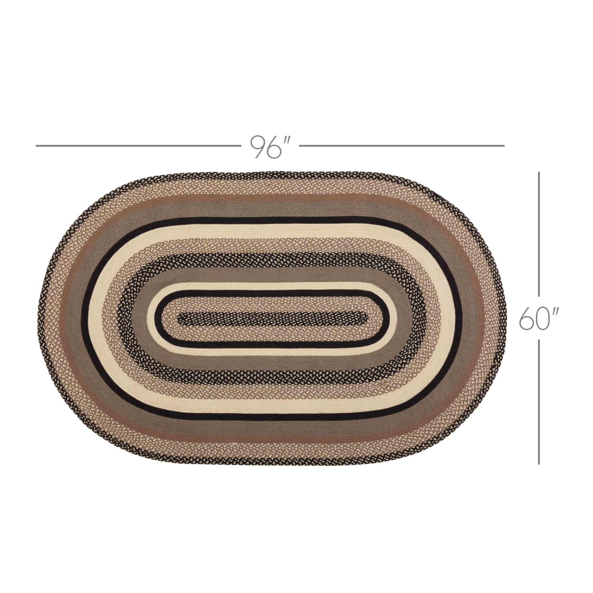 VHC Brands Sawyer Mill Small Jute Area Rug Farmhouse Country Style Doormat Non Skid Pad (Oval Rug 60x96)
