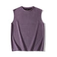 thumbnail image 2 of Men's Faux Suede Leather Sleeveless Tank Tops Gym Muscle Acid Wash Workout Tees Cut off Loose Fit Athletic T-Shirts Big and Tall Size M-5XL Purple, 2 of 5