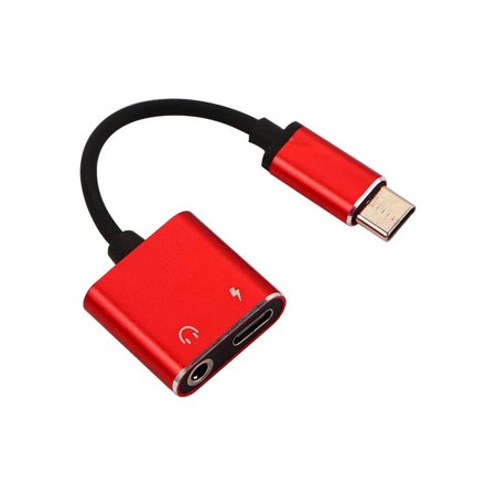 Adaptador Tipo C A Jack 3.5 Y Tipo C Rojo