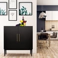 thumbnail image 5 of REHOOPEX Modern storage cabinet, free standing buffet cabinet, black accent cabinet with doors, wood sideboard and buffet with storage for living room/hallway/entryway/dining room/bedroom, 5 of 6