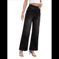 thumbnail image 3 of Pantalones Vaqueros Anchos de Talla Grande para Mujer, Cintura Alta, Adelgazantes, con Múltiples Bolsillos, Rectos, Holgados e Informales. Negro M, 3 of 10