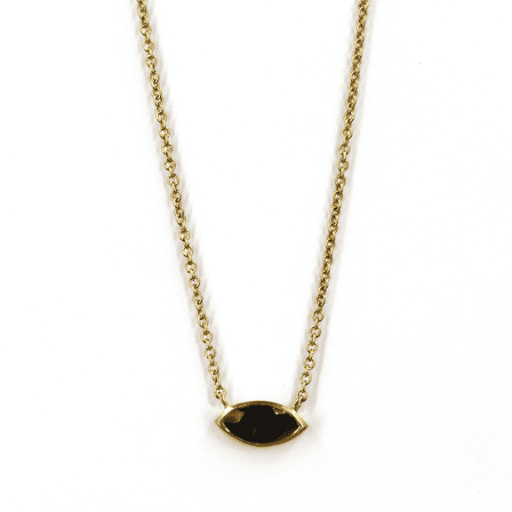 Maya 18k Gold Plated Chain with Black Marquise Pendant – Elegant Fashion Jewelry