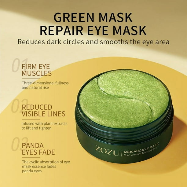 Fiudx Mascarillas de Aguacate para Ojos Zozu, Parches Hidratantes, Reducen La Hinchazón y Las Líneas de Expresión, Paquetes Individuales Fáciles de Usar, Refrescan La Mirada Cansada, Aptas para Todo