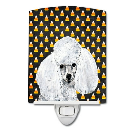 

Caroline s Treasures SC9653CNL White Toy Poodle Candy Corn Halloween Ceramic Night Light 6x4x3 multicolor