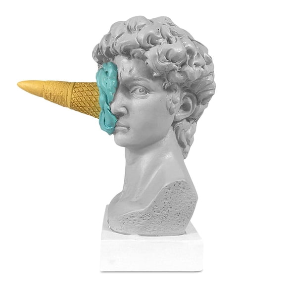 Ice Cream Smashing David Statue European Modern Simple David Head Bust Statue Bedroom Living Room Porch Desktop Decor A,1 x David sculpture