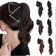 thumbnail image 2 of Bow Tie Grab Clip Ponytail Wig Women's Synthetic Wave Curly Ponytail, 2 of 4