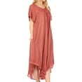 thumbnail image 4 of Sakkas Lilia Embroidered Lace Up Bodice Relaxed Fit Maxi Sun Dress - Brown - One Size Regular, 4 of 5