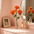 thumbnail image 5 of 4 Head Realistic Dahlia Artificial Flower Bouquet, Premium Silk Faux Floral Arrangement, Elegant Decor for Wedding, Party, Home, Vase, Table Centerpiece & Event, Orange, 5 of 7