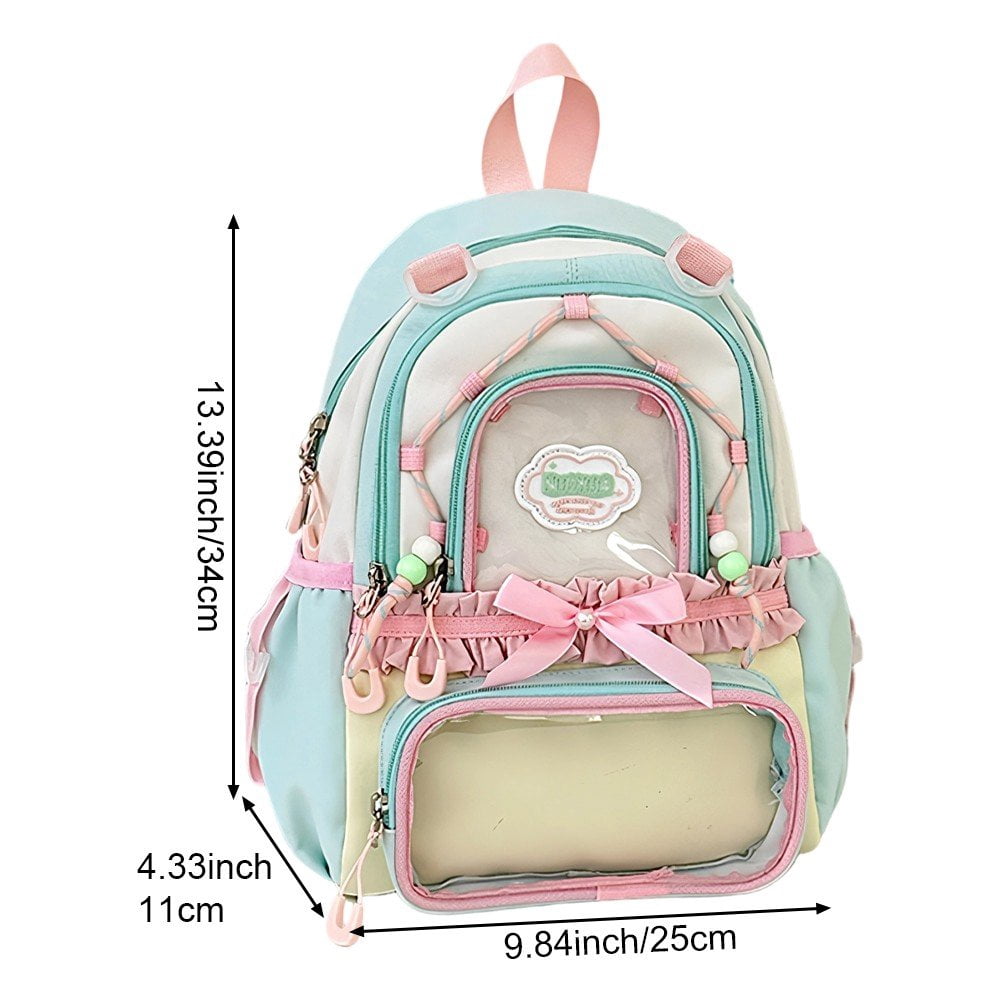 Slccxzc Kawaii Backpack Cute Aesthetic Ita Backpack, Y2K Large Capacity Bag Book Bags With Window Show