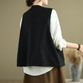 thumbnail image 4 of Oksale Cotton Vest for Women 2025 Button Down Vests Sleeveless Jacket Solid Color Jackets Soft Outwear Lightweight Waistcoat 2025 Black XL, 4 of 6