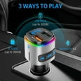 thumbnail image 5 of Bc41 Car Fm Transmitter Bluetooth MP3 Player Charger Cigarette Lighter Silver, 5 of 5