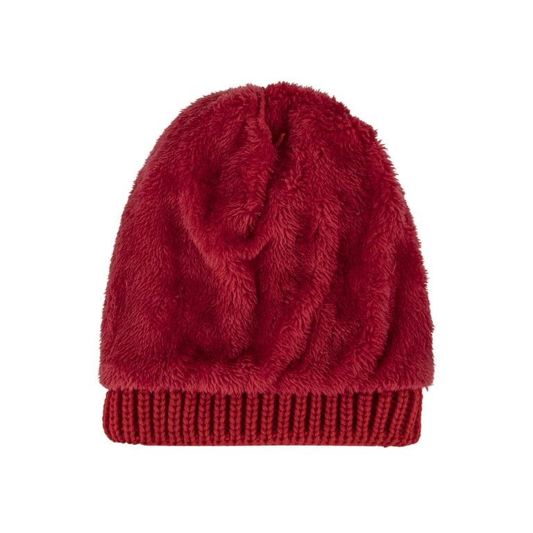 Toptie Womens Winter Fleece Lined Cable Knit Hat Faux Fur Pom Pom