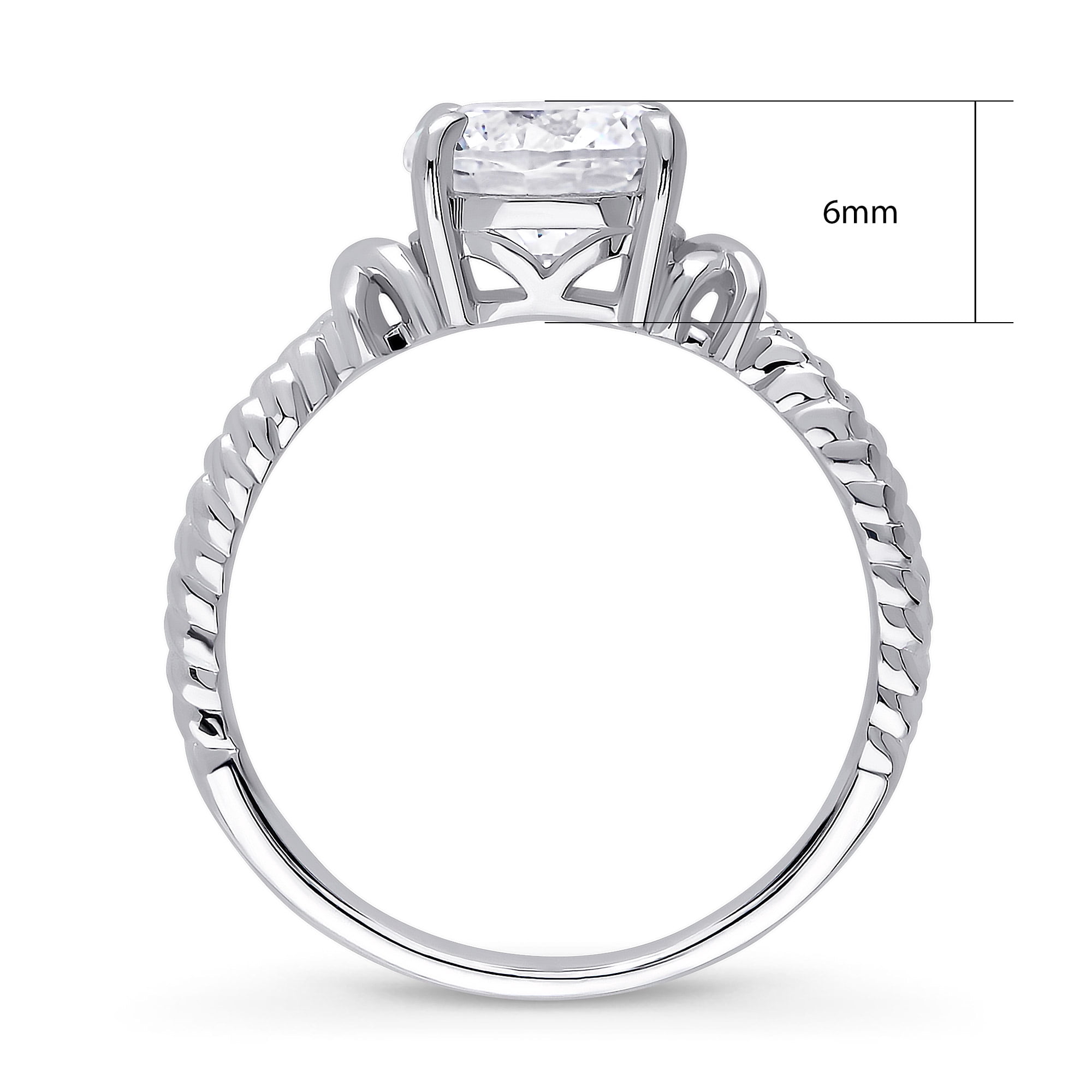 BERRICLE Sterling Silver Cable Wedding Engagement Ring – 2 Carat