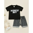 thumbnail image 3 of goowrom Infant Baby Boy Two Piece Set, Lettering Round Neck Short Sleeve T-shirt Elastic Tie Up Waist Shorts, 3 of 8