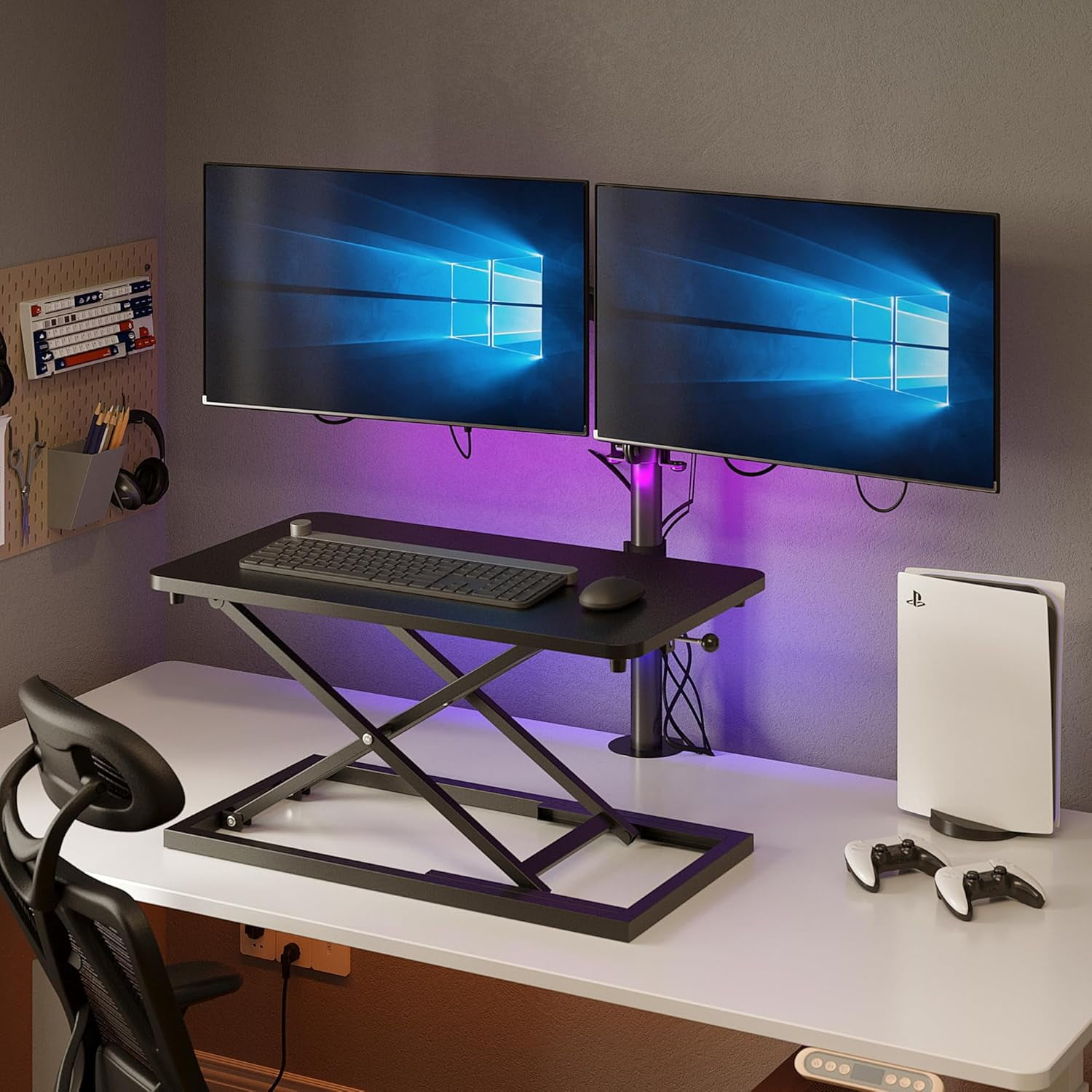 24 inch Lift Keyboard and Mouse Riser, Height Adjustable Standing Desk Converter for Ergonomic Sit Stand Workstations，suitable to hold large/small items (24inch, Black)